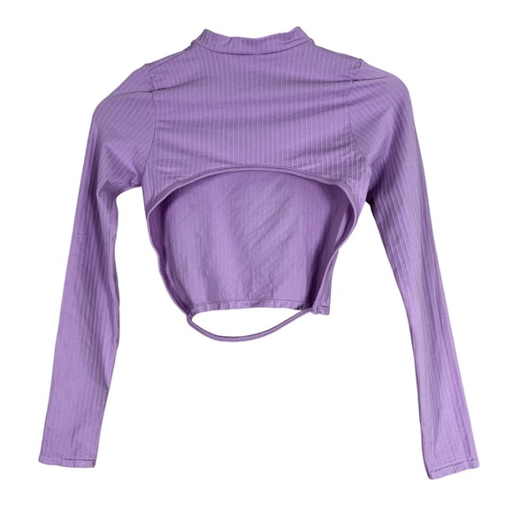 Urban Outfitters Kawaii Cutout Back Crop Top Pastel Purple Ribbed Y2K Size XS/S - Picture 4 of 5
